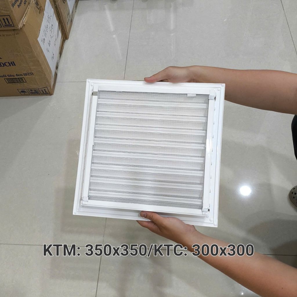 Cửa gió nan Z Louver nhôm vuông 200x200/250x250/300x30/350x350-Chớp ô thoáng chớp chống hắt mưa ,kèm lưới chắn côn trùng