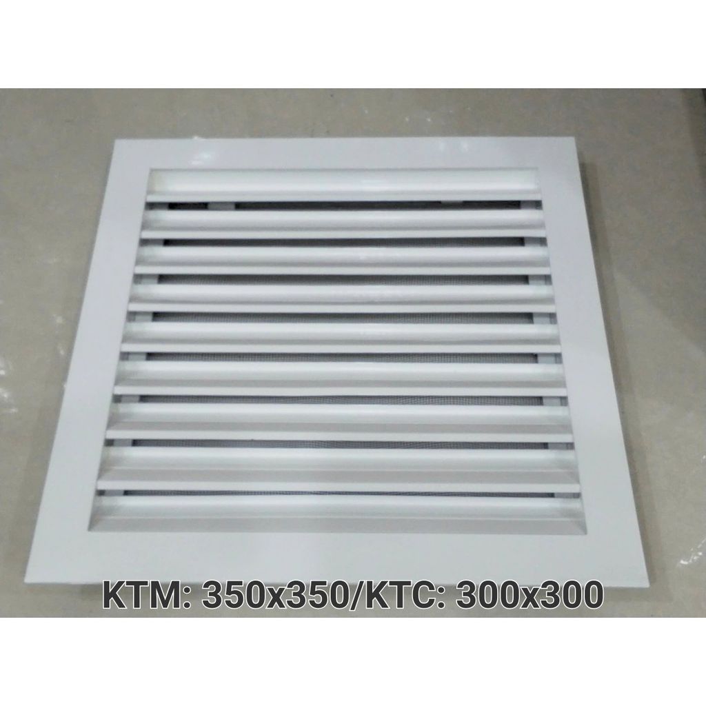 Cửa gió nan Z Louver nhôm vuông 200x200/250x250/300x30/350x350-Chớp ô thoáng chớp chống hắt mưa ,kèm lưới chắn côn trùng