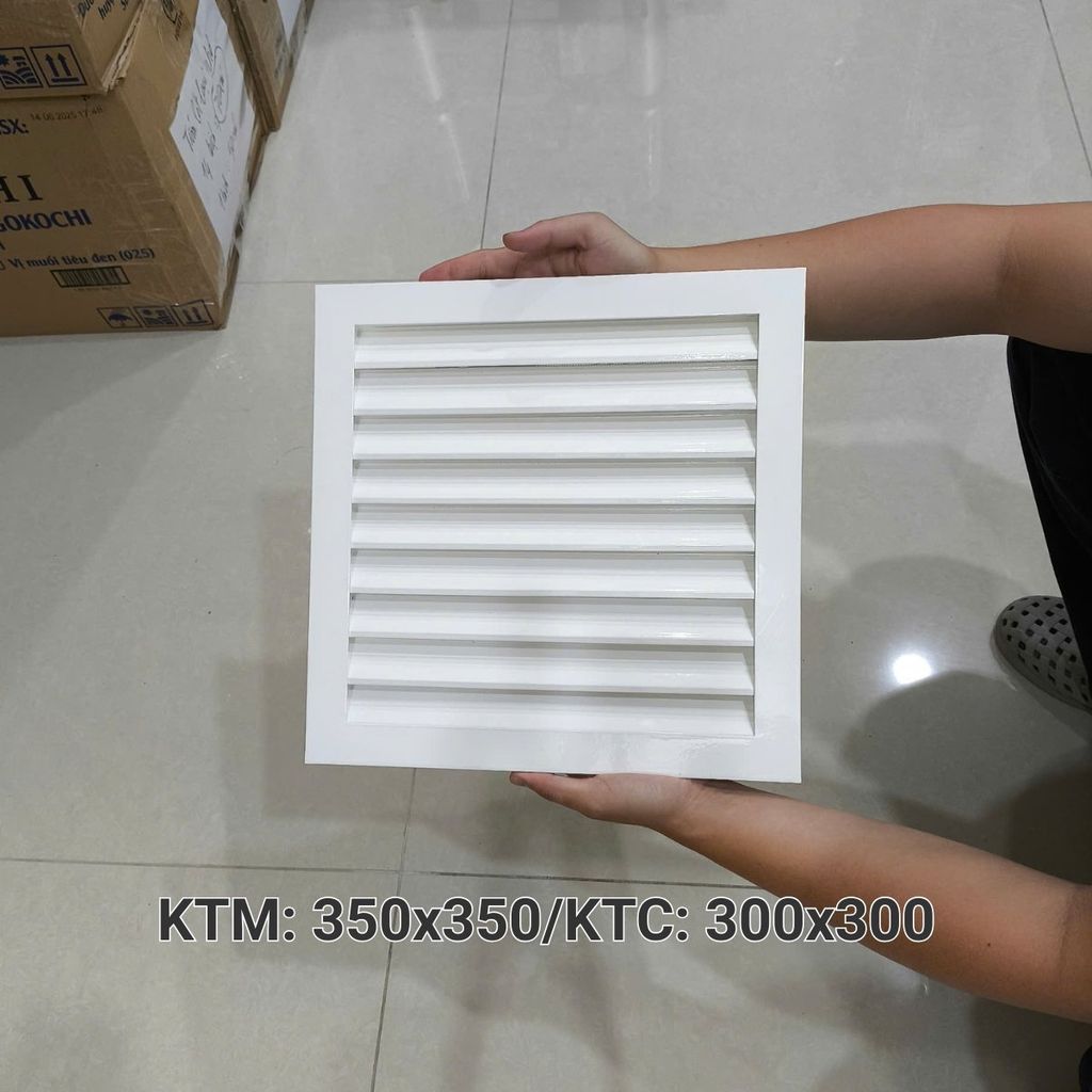 Cửa gió nan Z Louver nhôm vuông 200x200/250x250/300x30/350x350-Chớp ô thoáng chớp chống hắt mưa ,kèm lưới chắn côn trùng