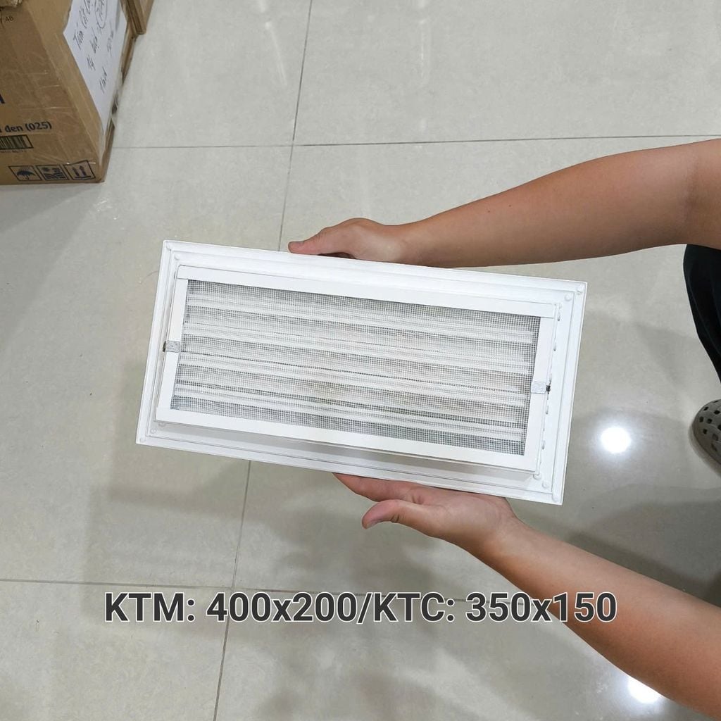 Cửa gió nan Z Louver nhôm chữ nhật nhỏ 400x200/ 450x250/ 500x200 -Chớp ô thoáng chớp chống hắt mưa ,kèm lưới chắn côn trùng