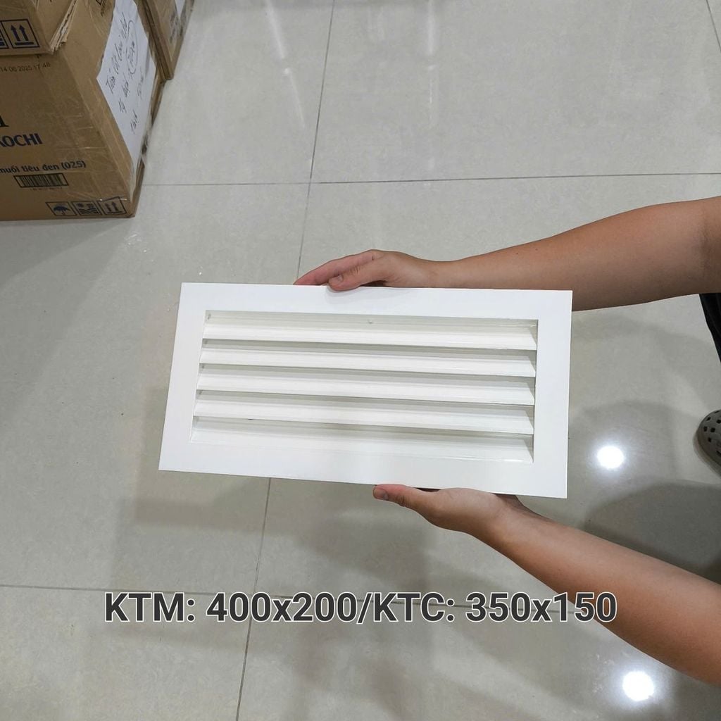 Cửa gió nan Z Louver nhôm chữ nhật nhỏ 400x200/ 450x250/ 500x200 -Chớp ô thoáng chớp chống hắt mưa ,kèm lưới chắn côn trùng