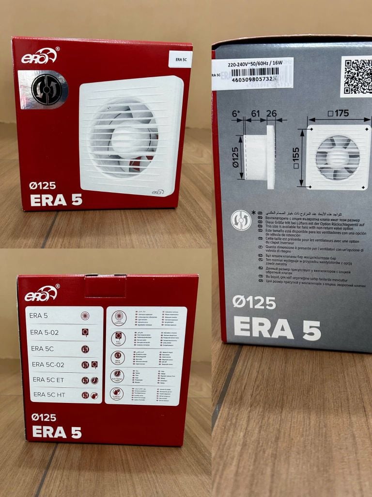 Quạt thông gió gắn tường, trần + van chặn gió ngược ERA - C | Hàng nhậ