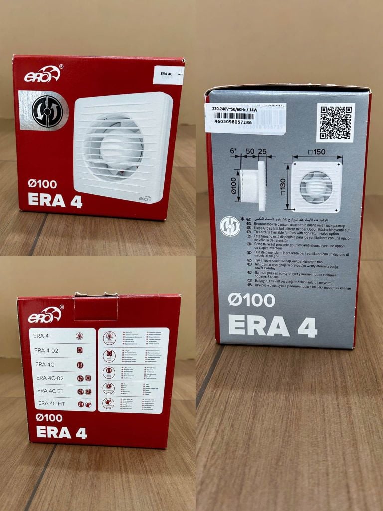 Quạt thông gió gắn tường, trần + van chặn gió ngược ERA - C | Hàng nhậ
