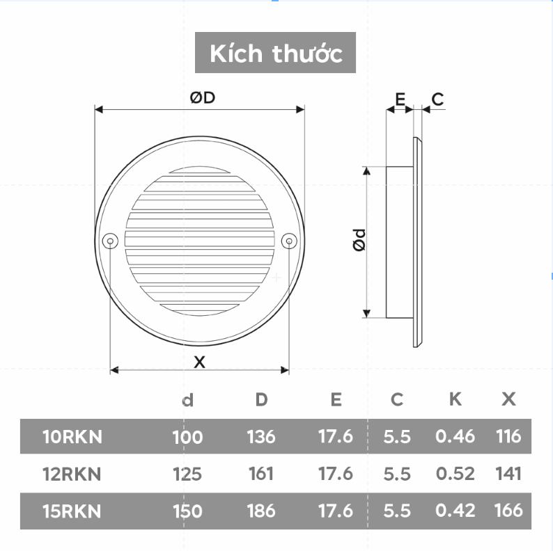 Miệng gió tròn nhựa ngoài trời - Era
