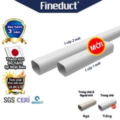 Trunking Nhựa Fineduct Ống Cứng Màu Trắng KL - 80W/100W - 1 Cây/2m [Hộp che ống đồng máy lạnh / Air Conditioner Line Set cover]