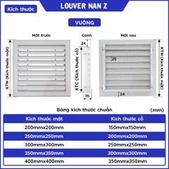 Cửa gió Louver nan Z vuông (kèm lưới chắn côn trùng)