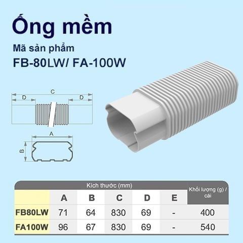 Trunking Nhựa Fineduct Ống Mềm FA-70/80/100/120/140