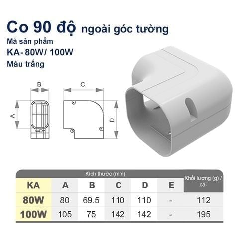 Trunking Nhựa Fineduct Co 90 Độ Ngoài Góc Tường KA-70/80/100/120/140