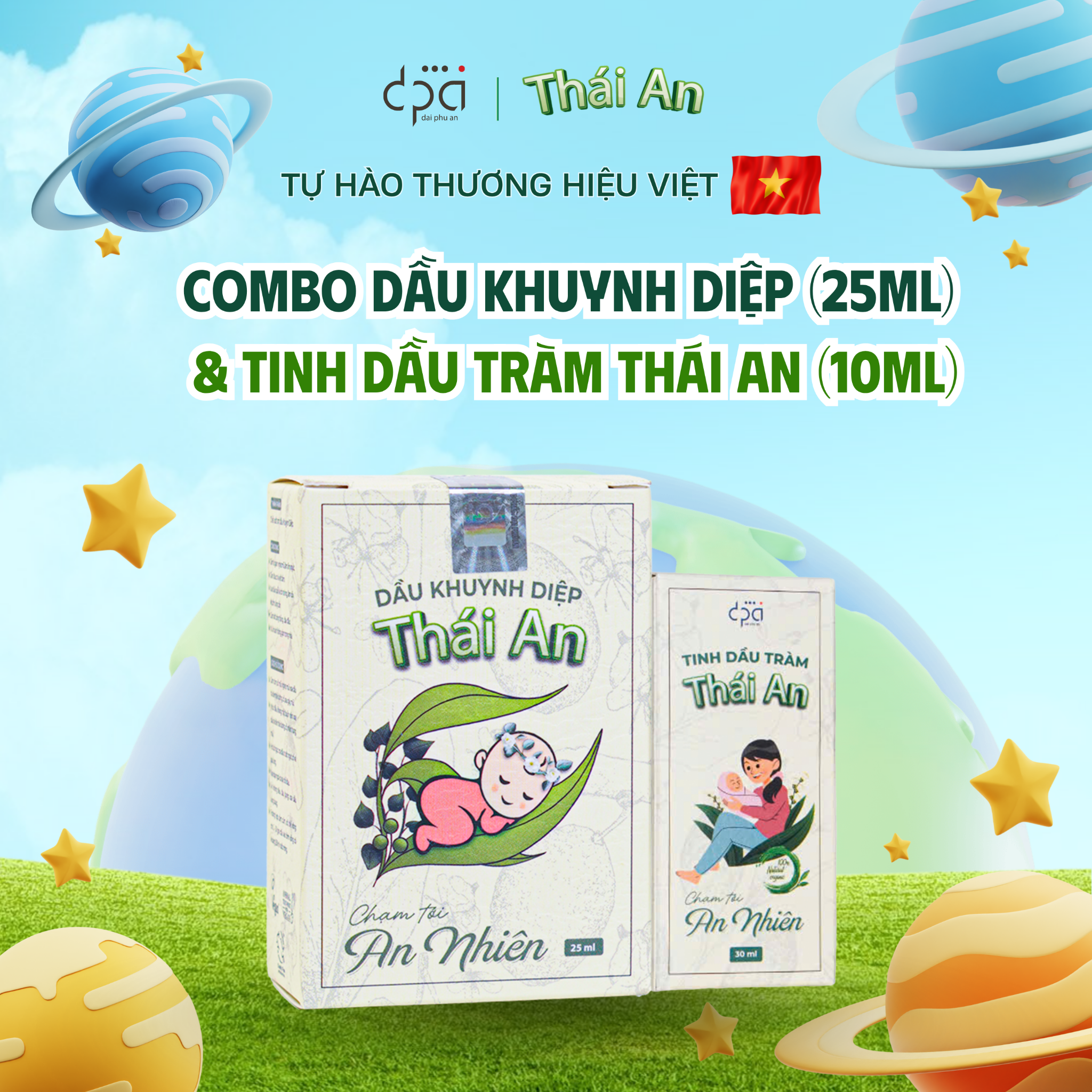  COMBO Dầu Khuynh Diệp (C/25ml) Và Tinh Dầu Tràm Thái An (C/10ml) 