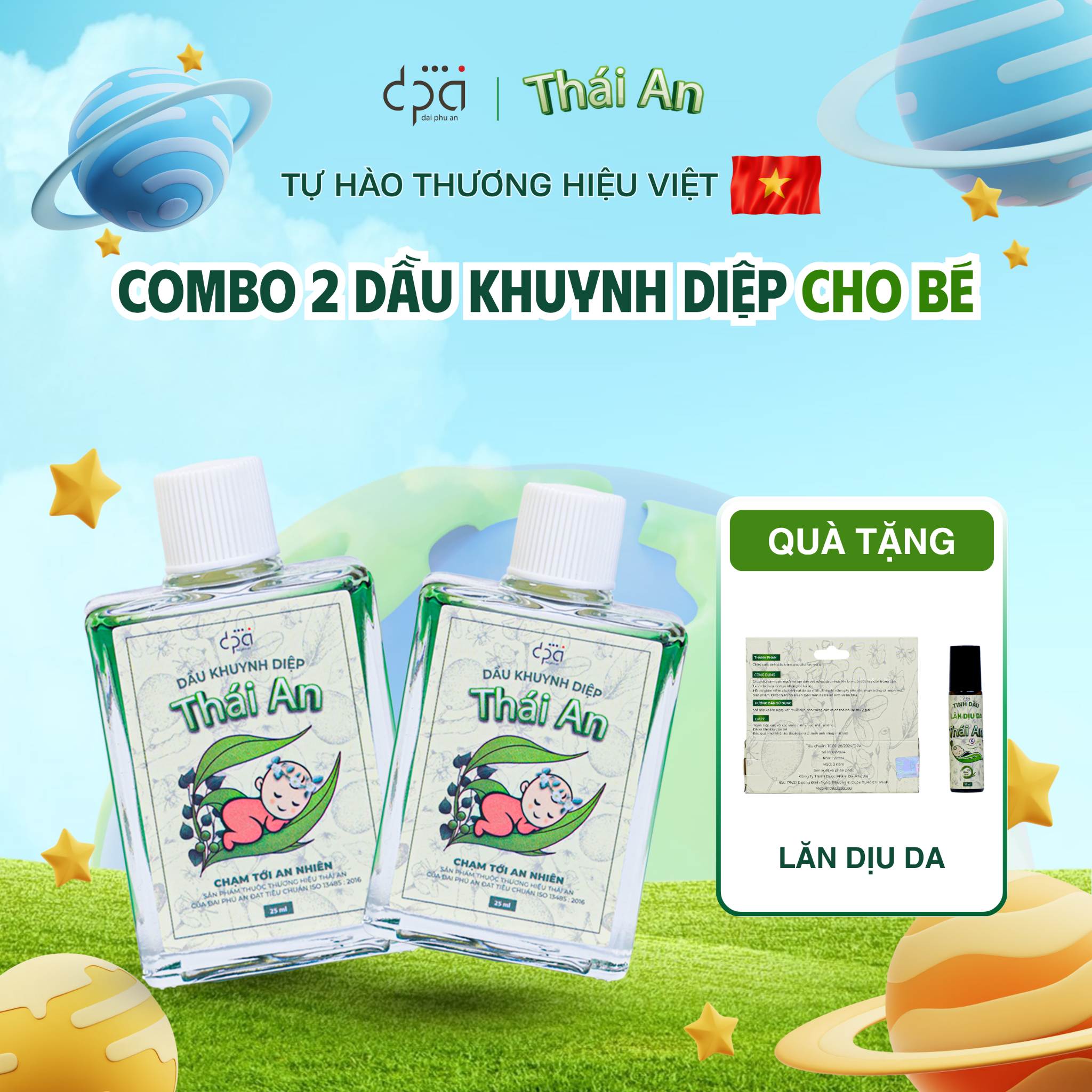  COMBO 2 Dầu Khuynh Diệp Thái An Cho Bé - Mùi Phấn Thơm Tự Nhiên, Dung Tích 25ML 