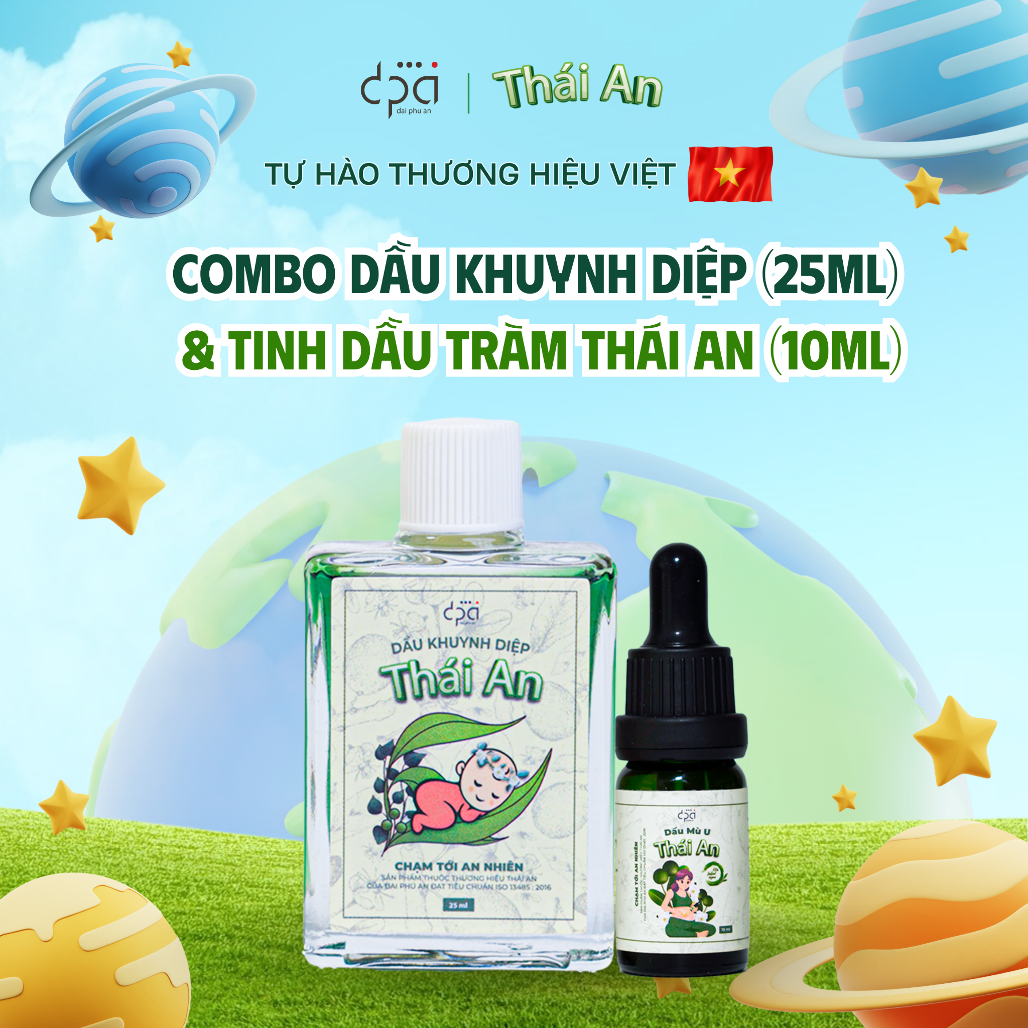  COMBO Dầu Khuynh Diệp Thái An (C/25ml) và Dầu mù u Thái An (C/10ml) 