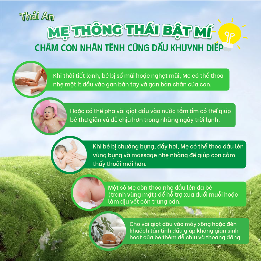  COMBO 5 Dầu Khuynh Diệp Thái An Cho Bé - Mùi Phấn Thơm Tự Nhiên, Dung Tích 25ML 