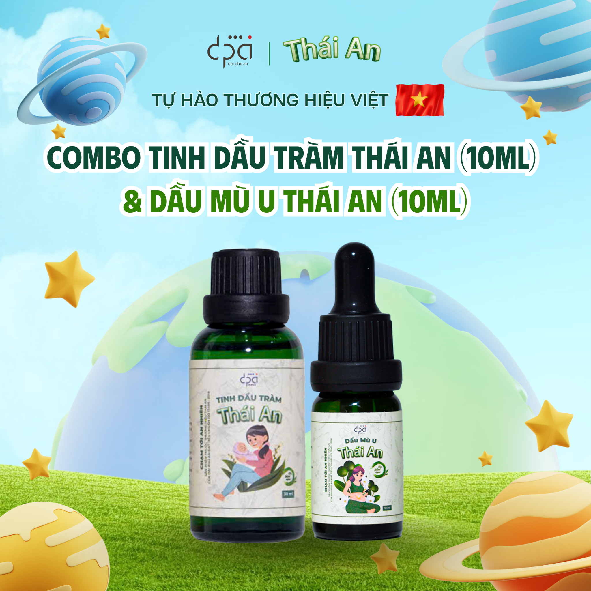  COMBO Tinh Dầu Tràm Thái An (10ml) và Dầu Mù U Thái An (10ml) 