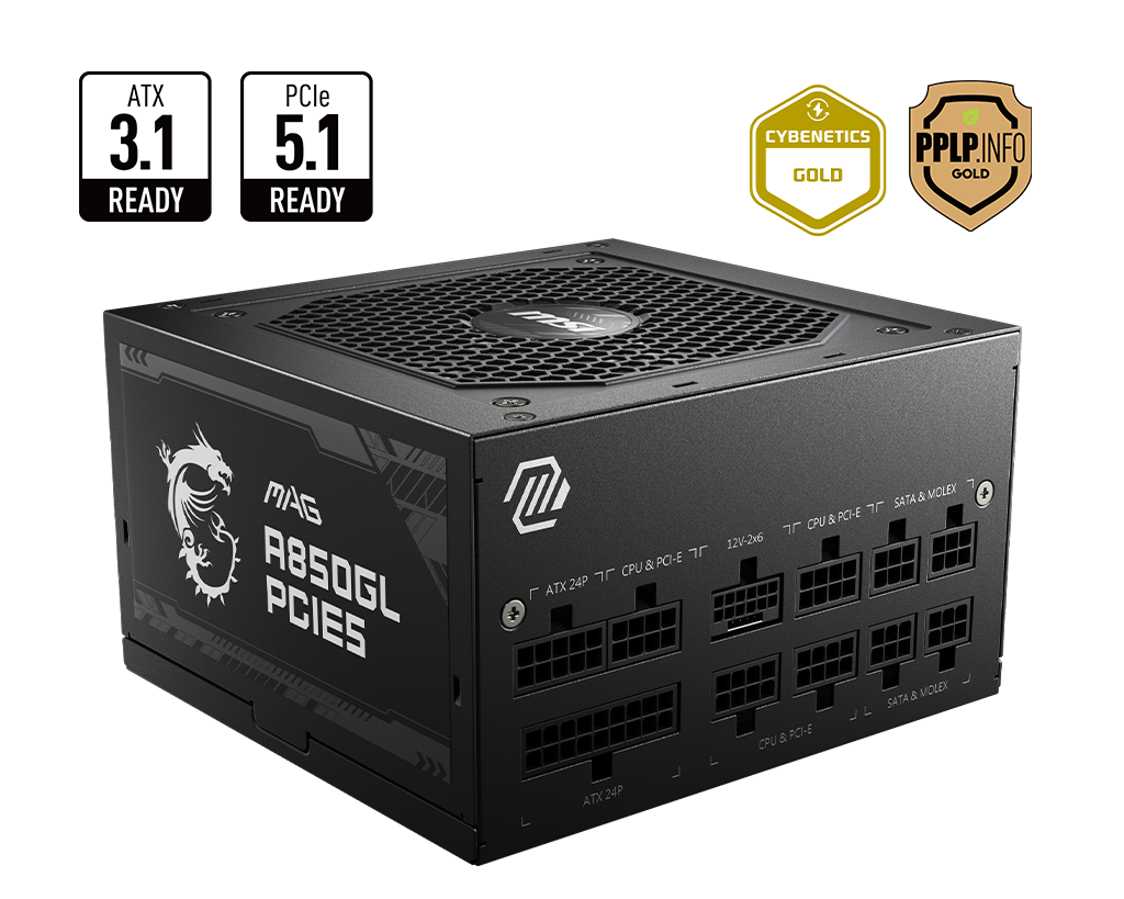 Nguồn MSI MAG A850GL 850w GOLD - ATX 3.1, PCIe 5.1, Full Modullar