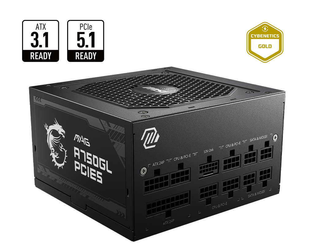 Nguồn MSI MAG A750GL 750w GOLD - ATX 3.1, PCIe 5.1, Full Modullar