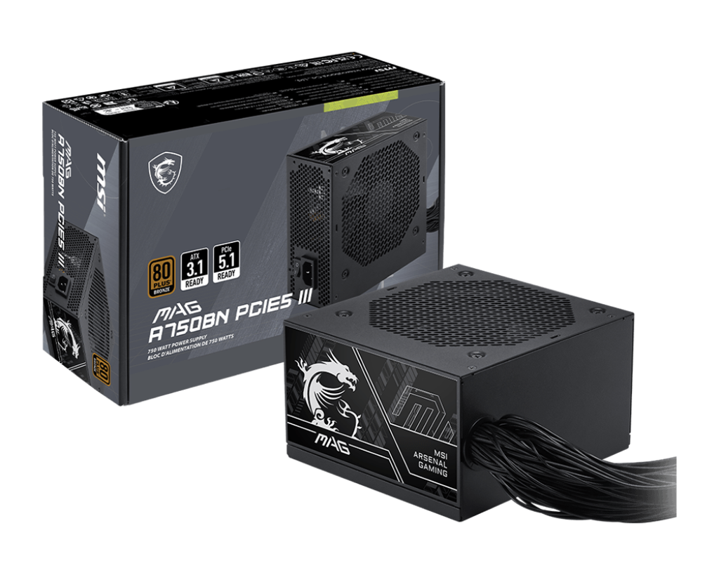 Nguồn MSI MAG A750BN PCIE5 III 750W 80 Plus Bronze