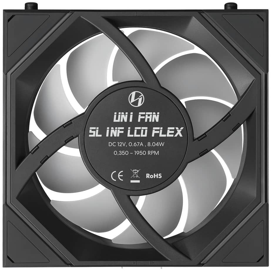 Bộ 3 fan case Lian Li Uni Fan SL-INF FLEX LCD 120 REGULAR | REVERSED BLADE - BLACK (Quạt LCD 12cm)