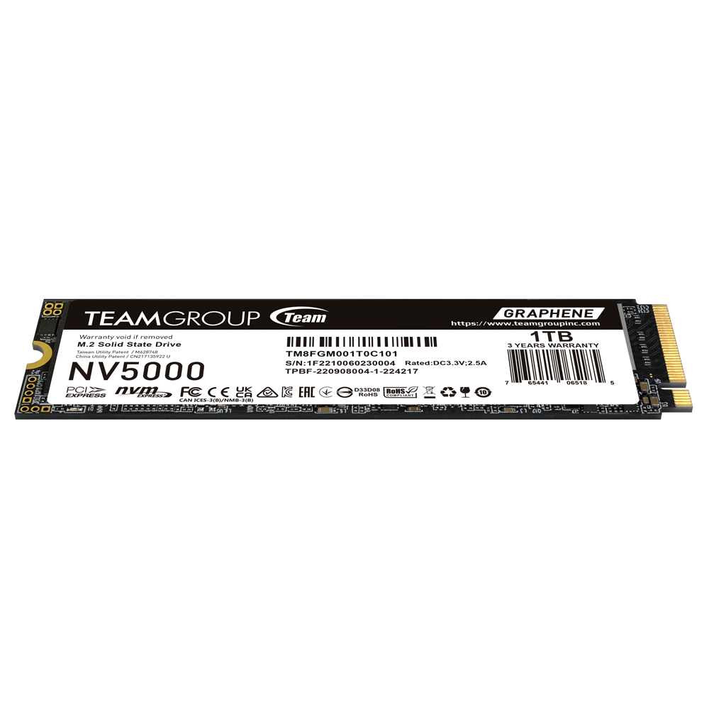 Ổ cứng SSD TeamGroup NV5000 1TB M.2 PCIe NVMe Gen4x4 (4,500 MB/s - 1,900 MB/s)