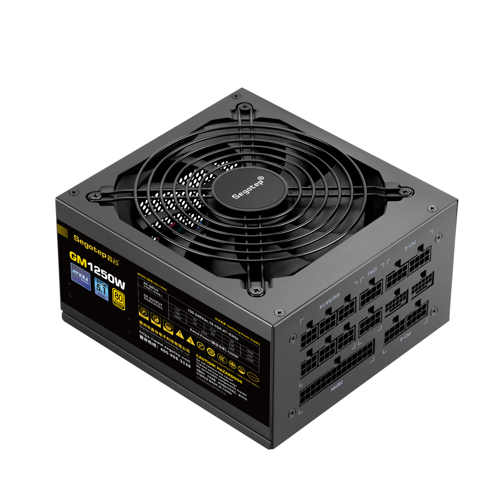 Nguồn Segotep GM1250W 1250W Full Modular PCIE 5.1 ATX 3.1 80 Plus Gold - BLACK