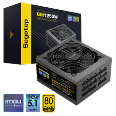 Nguồn Segotep GM1250W 1250W Full Modular PCIE 5.1 ATX 3.1 80 Plus Gold - BLACK