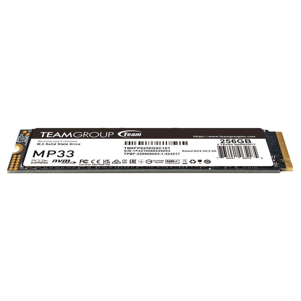Ổ cứng SSD TeamGroup MP33 256Gb (NVMe PCIe/ Gen3x4 M2.2280/ 1600MB/s/ 1000MB/s)