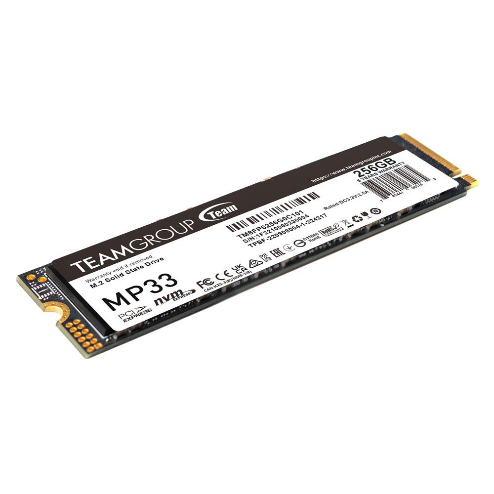Ổ cứng SSD TeamGroup MP33 256Gb (NVMe PCIe/ Gen3x4 M2.2280/ 1600MB/s/ 1000MB/s)