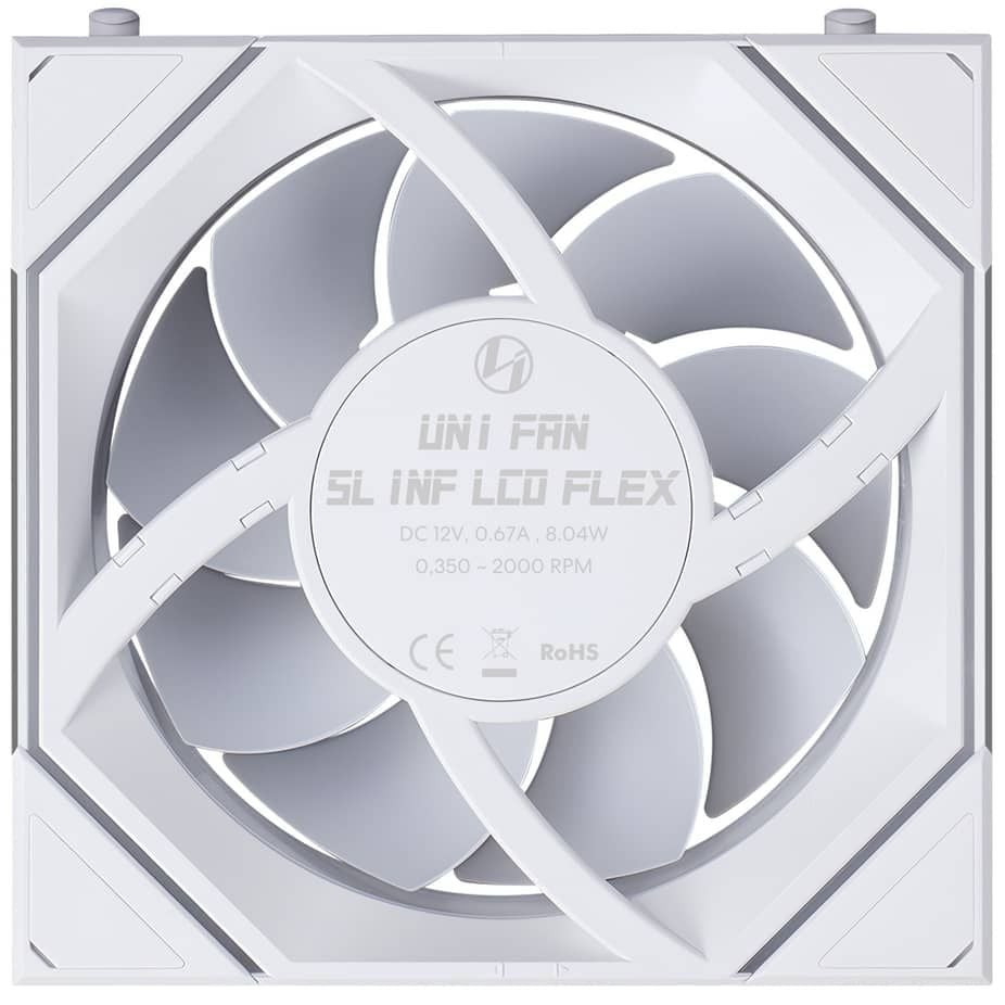 Bộ 3 fan case Lian Li Uni Fan SL-INF FLEX LCD 120 REGULAR | REVERSED BLADE - WHITE (Quạt LCD 12cm)