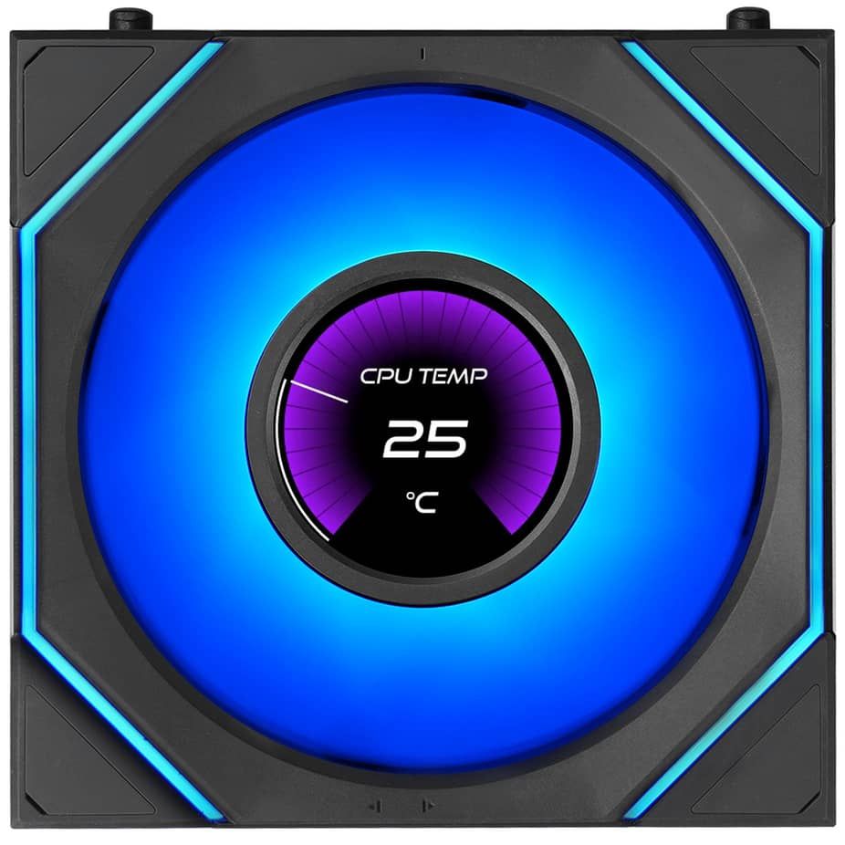 Bộ 3 fan case Lian Li Uni Fan SL-INF FLEX LCD 120 REGULAR | REVERSED BLADE - BLACK (Quạt LCD 12cm)