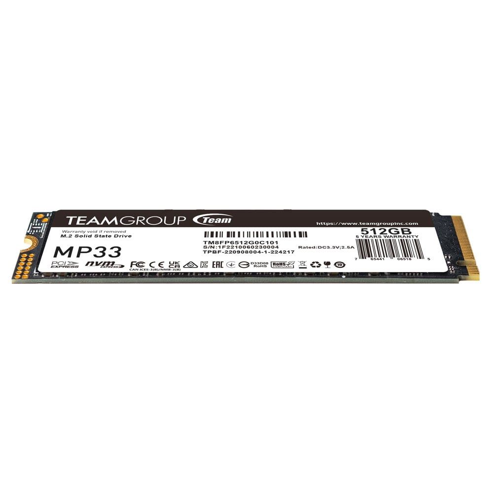 Ổ cứng SSD TeamGroup MP33 512Gb (NVMe PCIe/ Gen3x4 M2.2280/ 1700MB/s/ 1400MB/s)