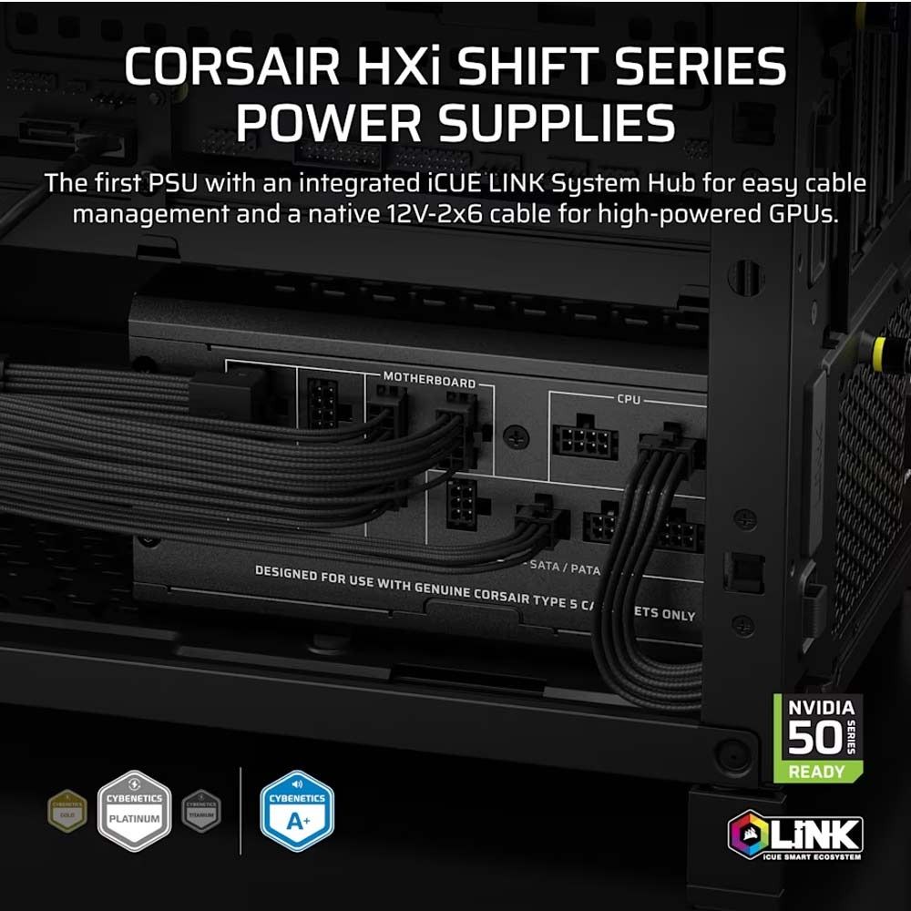 Nguồn máy tính Corsair HX1000i SHIFT ATX 3.1 & PCIe 5.1 - 80 Plus Platinum - Full Modul