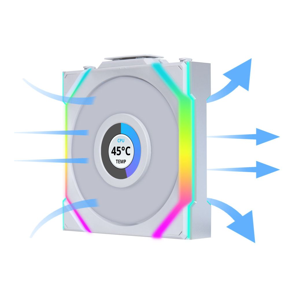 Fan Case LIAN LI UNI FAN SL WIRELESS LCD 120 | SINGLE PACK - WHITE (1 QUẠT LCD - CÁNH THUẬN)