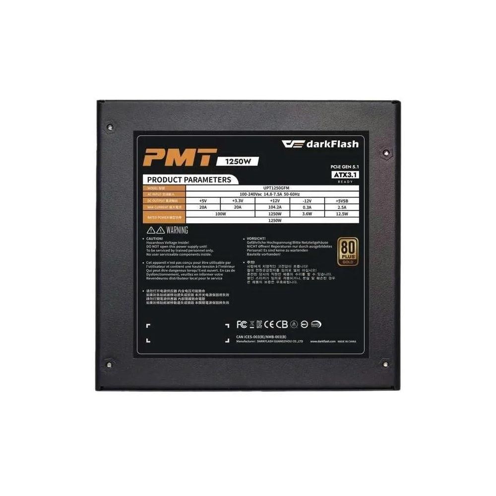 Nguồn Dark Flash PMT1250 1250W - 80 Plus Gold - BLACK