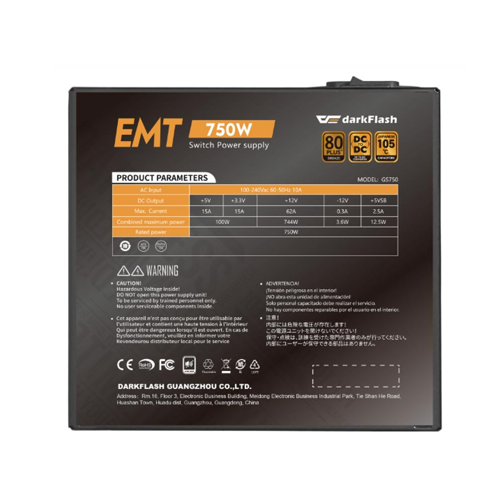 Nguồn Dark Flash EMT750 750W BRONZE - BLACK