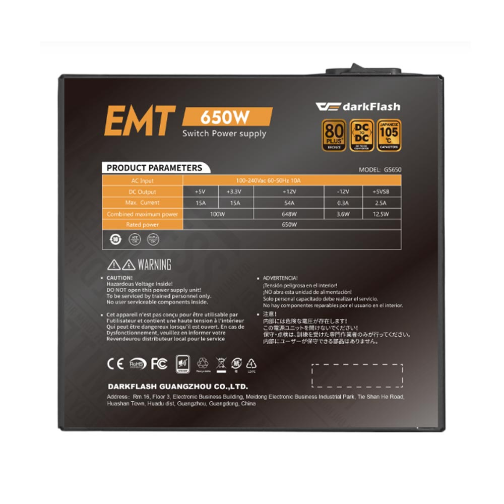 Nguồn Dark Flash EMT650 650W BRONZE - BLACK