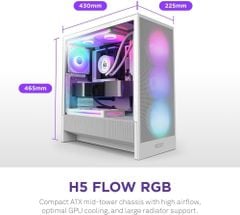 Vỏ Case NZXT H5 FLOW RGB ALL - WHITE V2