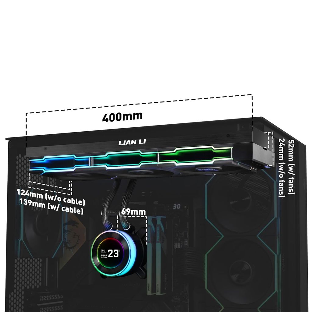 Tản nhiệt nước AIO Lian Li HydroShift II LCD-C 360TL - BLACK (ĐEN/KÈM 3 QUẠT)