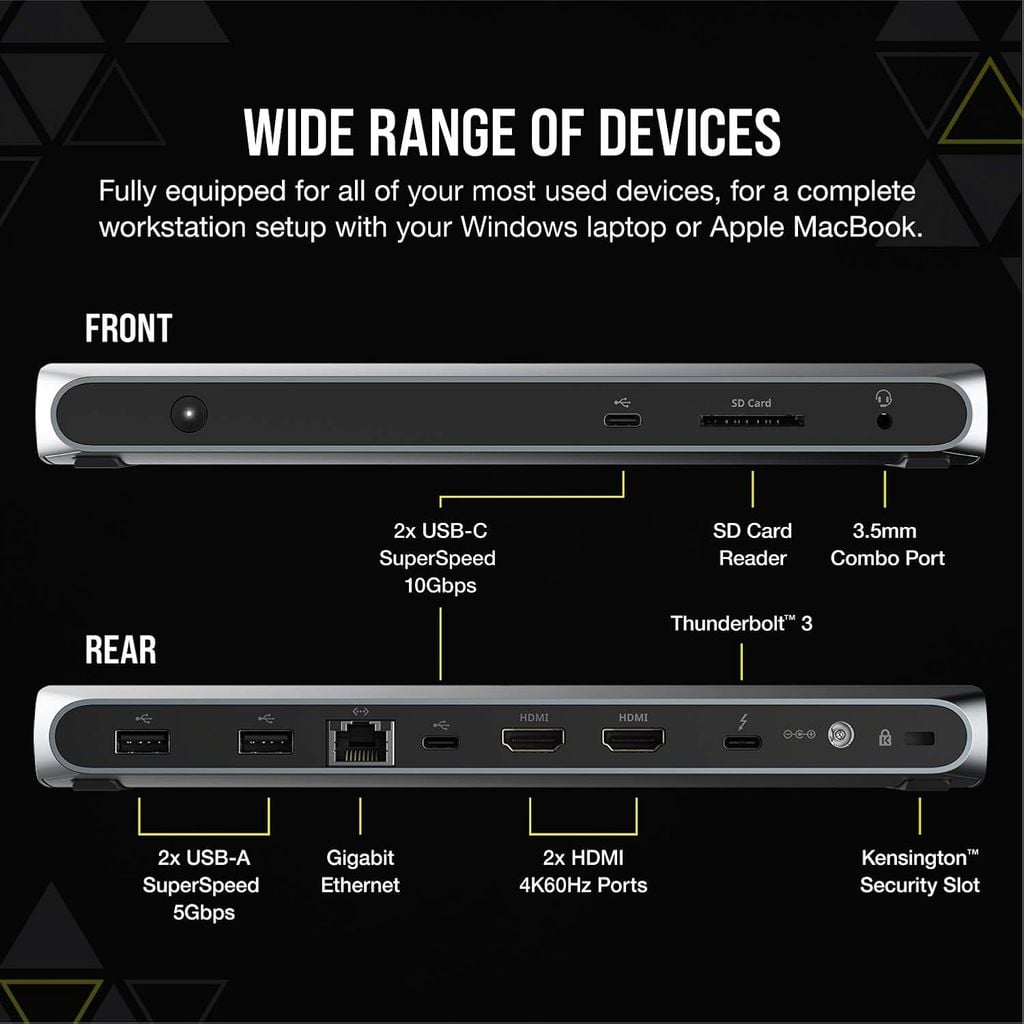 Trạm kết nối Corsair TBT100 – Docking Station Thunderbolt 3 | CU-9000001-AP