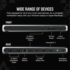 Trạm kết nối Corsair TBT100 – Docking Station Thunderbolt 3 | CU-9000001-AP