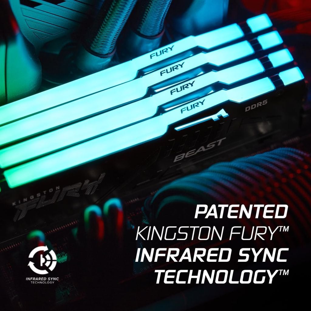 RAM PC Kingston FURY Beast RGB 32GB (1x32GB) DDR5 6000Mhz | KF560C36BBE2A-32 (AMD EXPO+INTEL XMP)