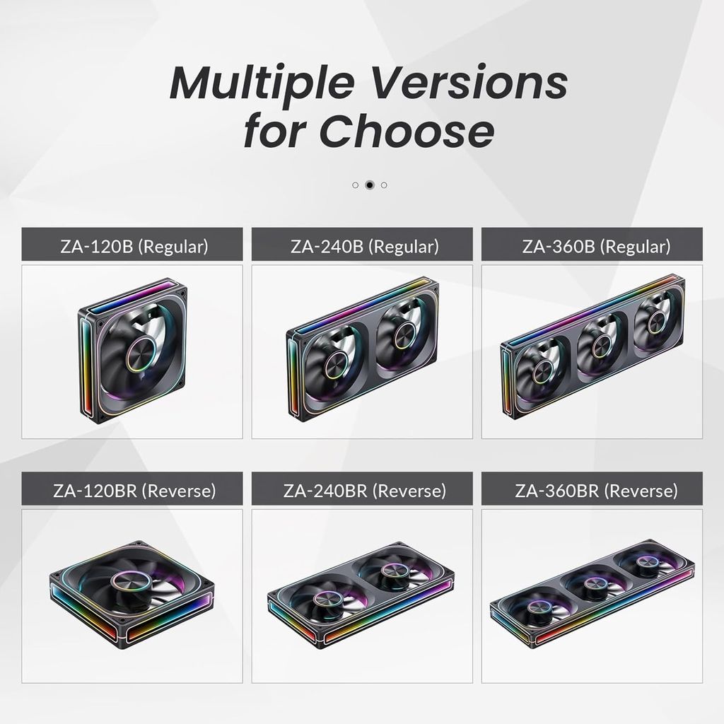 Quạt Fan case JONSBO ZA-360B | ZA-360BR LED ARGB - BLACK (CÁNH THUẬN / NGƯỢC)