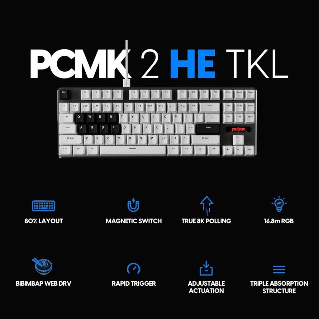 Bàn Phím Máy Tính Pulsar PCMK 2 HE TKL ANSI - WHITE