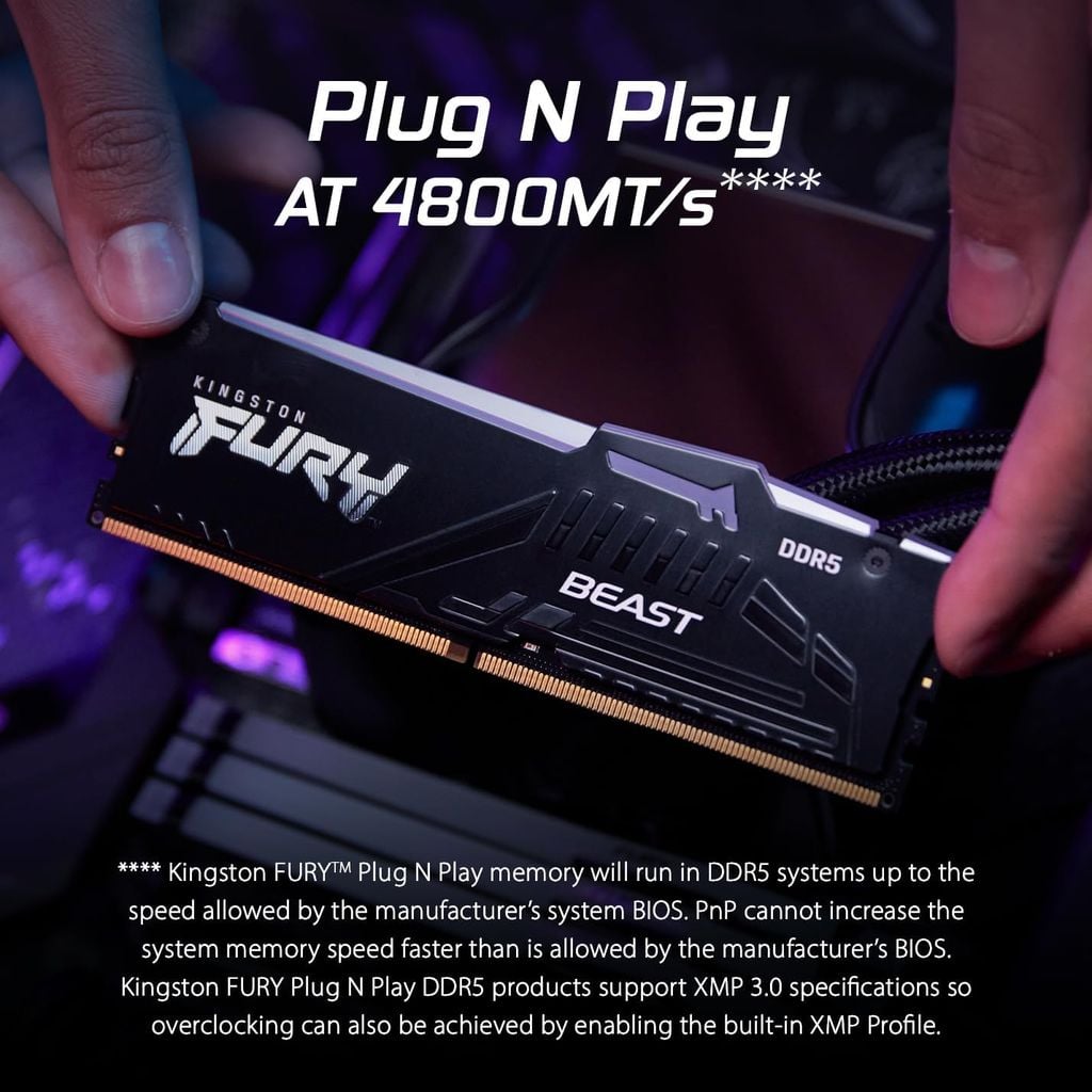 RAM PC Kingston FURY Beast RGB 32GB (1x32GB) DDR5 6000Mhz | KF560C36BBE2A-32 (AMD EXPO+INTEL XMP)