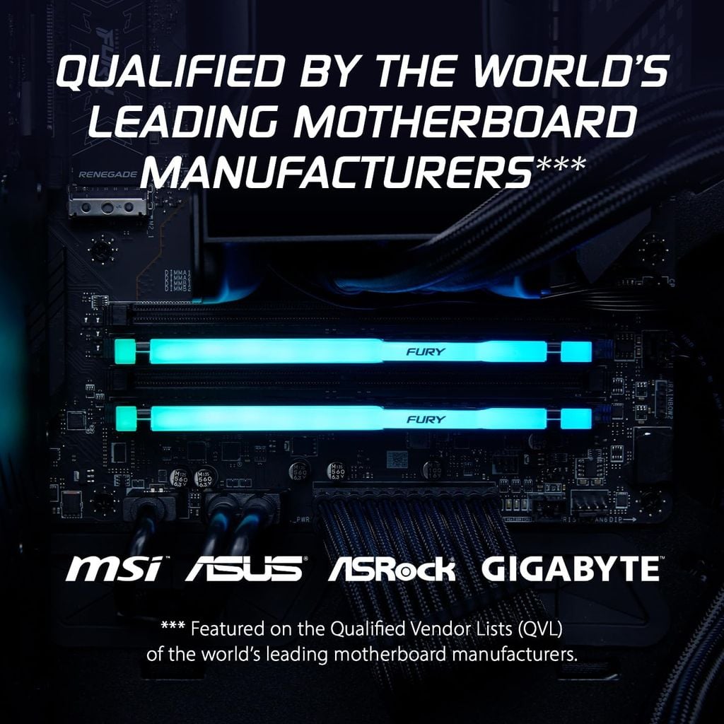 RAM PC Kingston FURY Beast RGB 32GB (1x32GB) DDR5 6000Mhz | KF560C36BBE2A-32 (AMD EXPO+INTEL XMP)