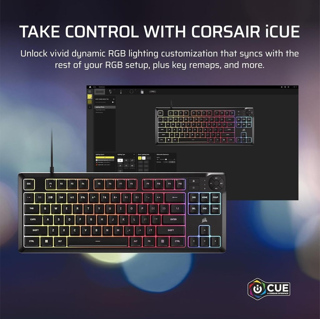 Bàn phím Corsair K55 CORE TKL RGB - BLACK