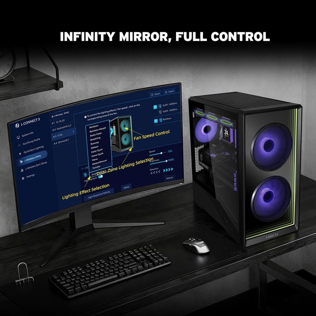 Vỏ case máy tính Lian Li Vector V150 INF Mini ARGB mATX