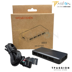 Hub chia USB Haiweishen UE05 - 1 ra 4 cổng 9 Pin USB 2.0 Mainboard có nguồn phụ SATA PSU