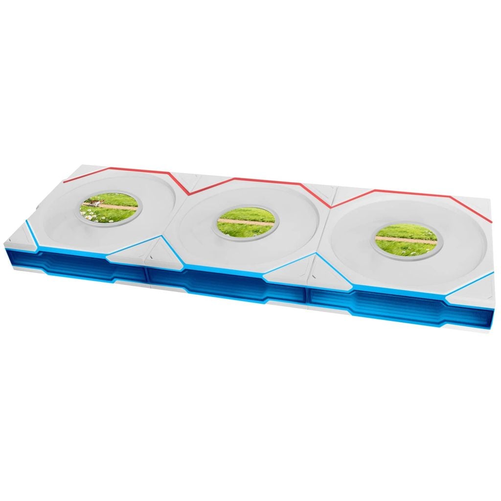 Bộ 3 fan case Lian Li Uni Fan TL LCD FLEX 120 Regular | Reversed Blade - WHITE (3 QUẠT/ CÓ LCD)