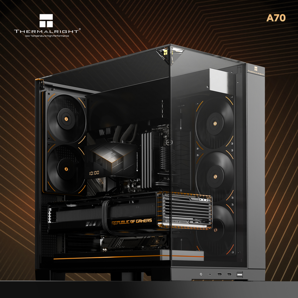 Vỏ case máy tính Thermalright TR - A70 Tempered Glass - BLACK (ATX / Micro-ATX / Mini-ITX)