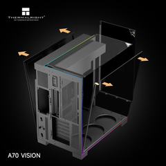 Vỏ case máy tính Thermalright TR - A70 VISION Tempered Glass - BLACK (ARGB, SCREEN LCD)