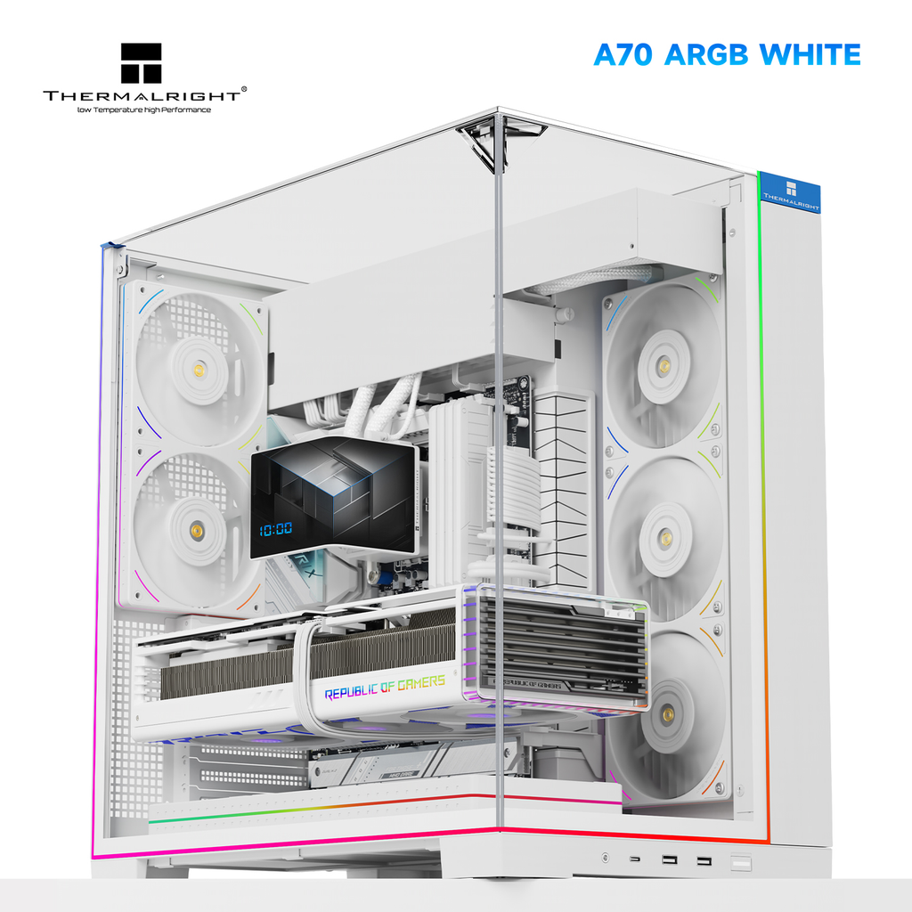Vỏ case máy tính Thermalright TR-A70 ARGB Tempered Glass - WHITE (LED VIỀN ARGB)